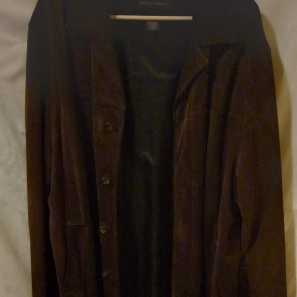 BANANA REPUBLIC Leather Brown Topcoat Overcoat Leather XL  Suede Woman's - Picture 1 of 6